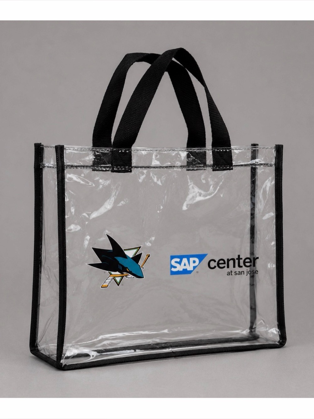 SJ SHARKS • Clear SAP Center Game Tote Bag with Black Trim, OS